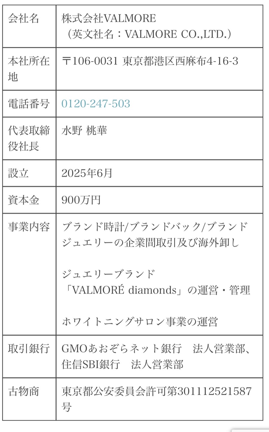 株式会社VALMORE 会社概要